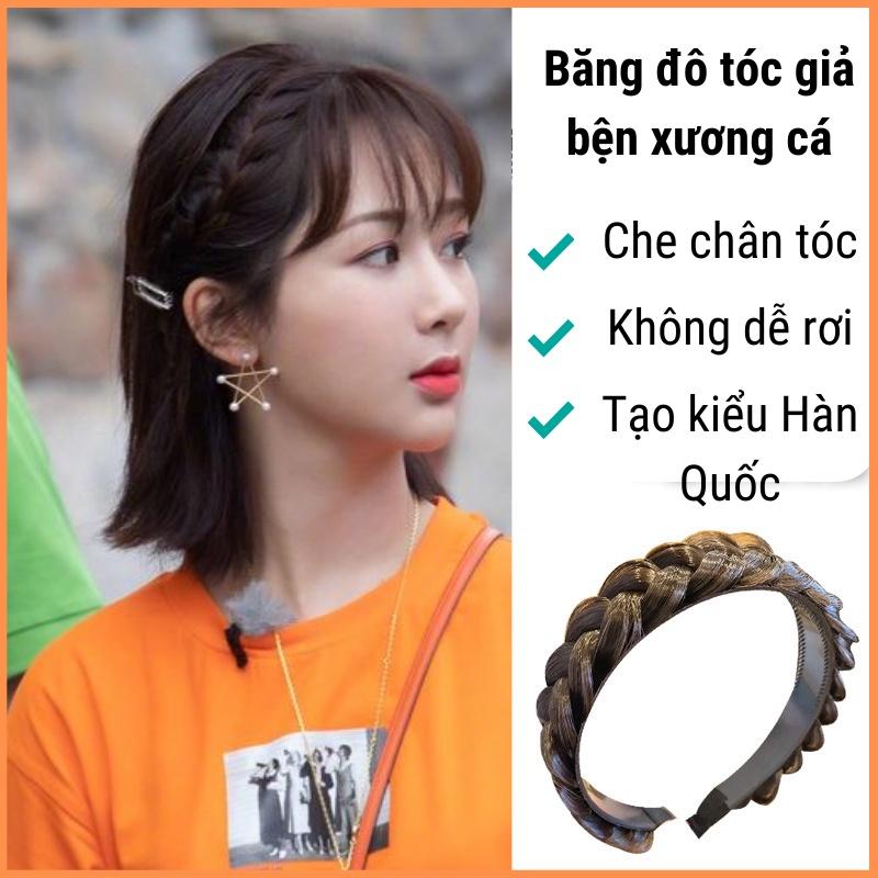 Băng đô tóc giả bện xương cá phong cách Hàn Quốc màu Nâu Hạt Dẻ - Bờm tóc giả cao cấp loại 1 dành cho nữ