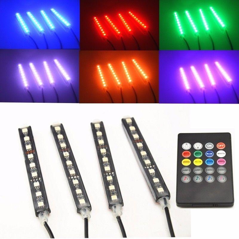 LED 8Color RGB Strip Sound Activated Car Interior Music Lights Ambient Light