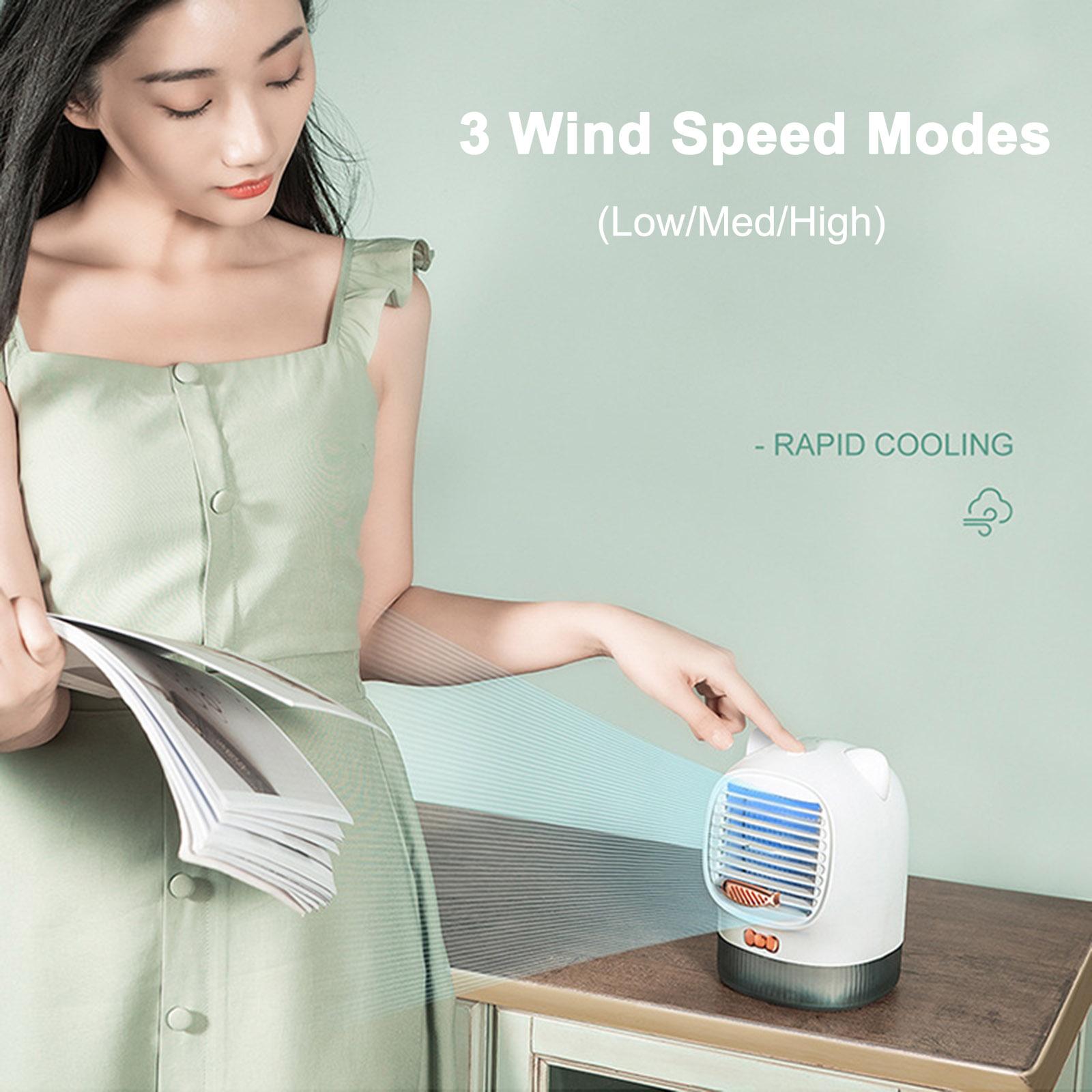Quạt điều hòa mini để bàn có đèn chiếu sáng ban đêm