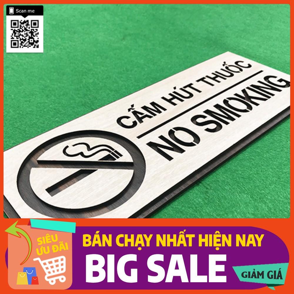 Bảng báo cấm hút thuốc (no smoking) bằng gỗ 12x30cm