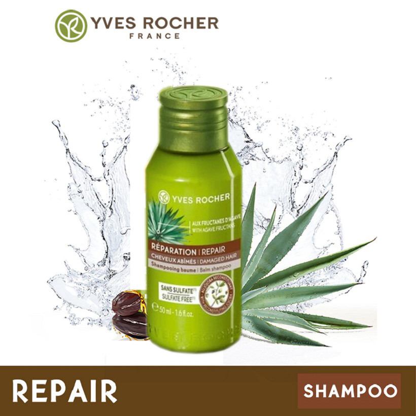 [Mini Size] Dầu Gội Phục Hồi Tóc Hư Tổn Yves Rocher Repair Damaged Hair Balm Shampoo 50ml [Mẫu mới 2019]