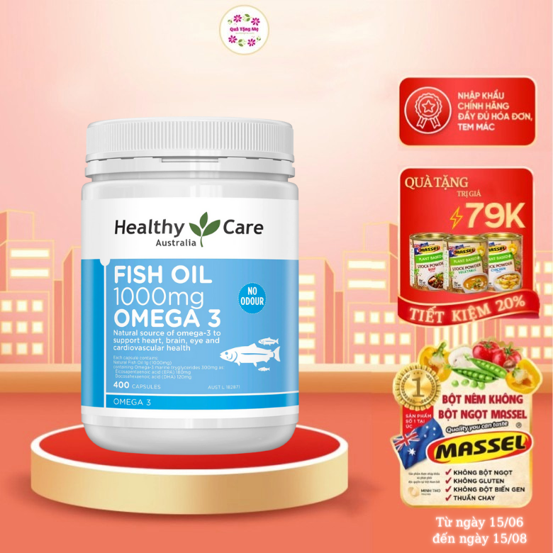 Omega 3 Úc Healthy Care Fish Oil Hỗ trợ sức khỏe não bộ, Tim mạch, Khớp, Bổ mắt, Làm đẹp da, Và tăng sức khỏe tổng thể - QuaTangMe Extaste