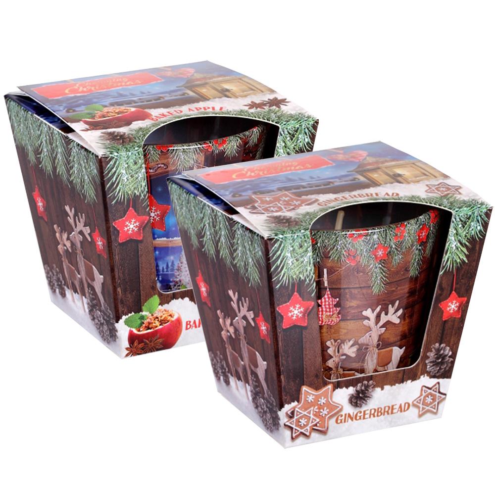 Combo 2 ly nến thơm Bartek nhập khẩu Châu Âu Charming Christmas 115g - bánh táo nướng