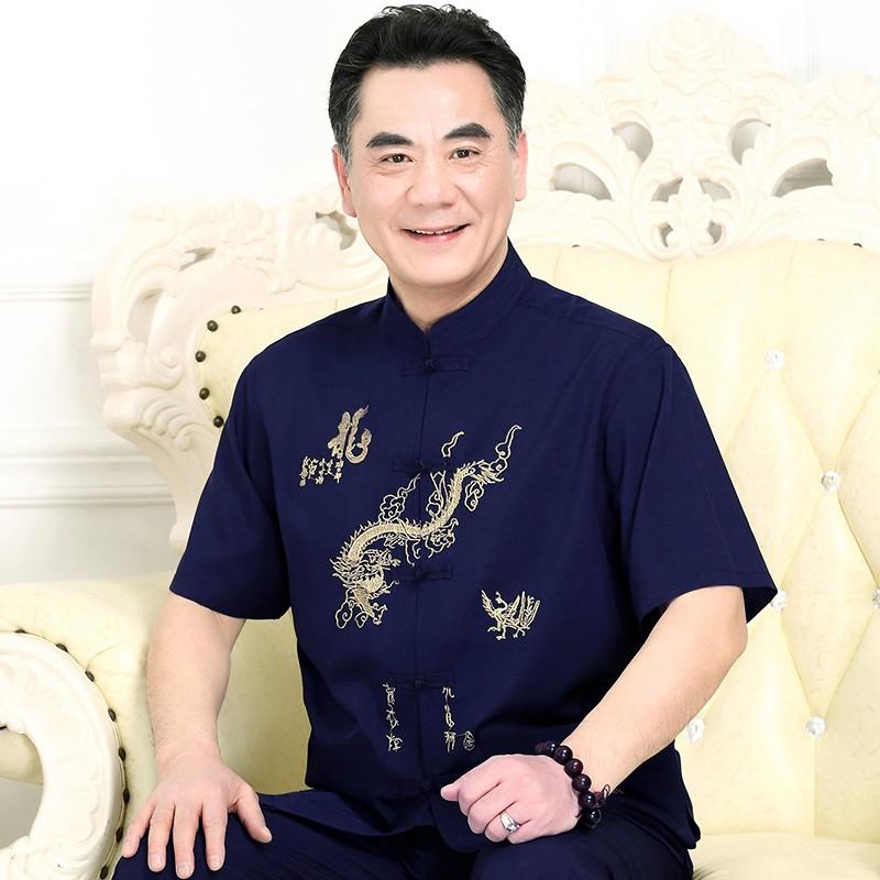 ÁO SƠ MI CHO NGƯỜI GIÀ, Áo sơ mi rồng thêu cho ông
