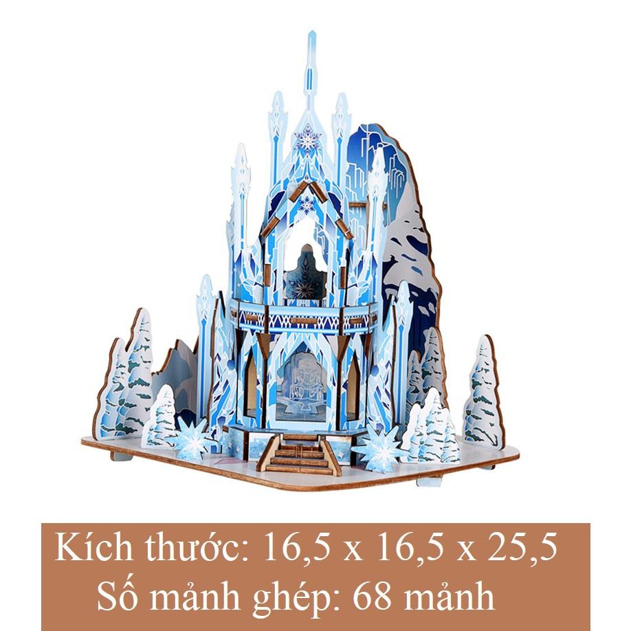 Đồ chơi lắp ráp 3D gỗ mô hình Lâu đài băng (Ice Castle Frozen) - 68 mảnh ghép