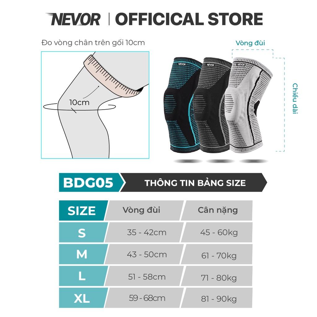 Bó gối thể thao Nevor BDG05 giảm đau, phòng tránh chấn thương dây chằng sử dụng cho gym, bóng đá, bóng rổ,..