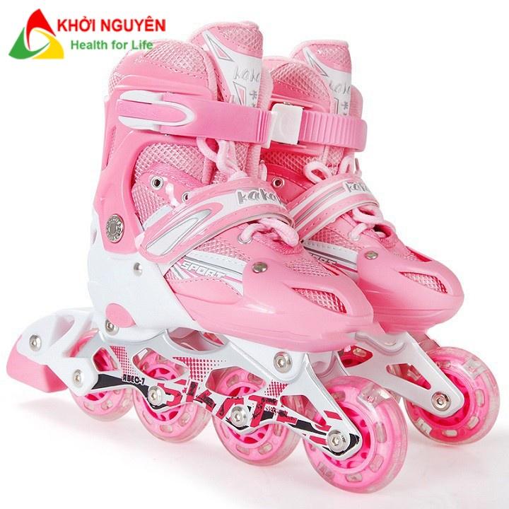 Giày trượt patin trẻ em Kakala tặng bảo hộ chân tay, có đèn led, quà tặng năm mới và sinh nhật KHOI NGUYEN Sport