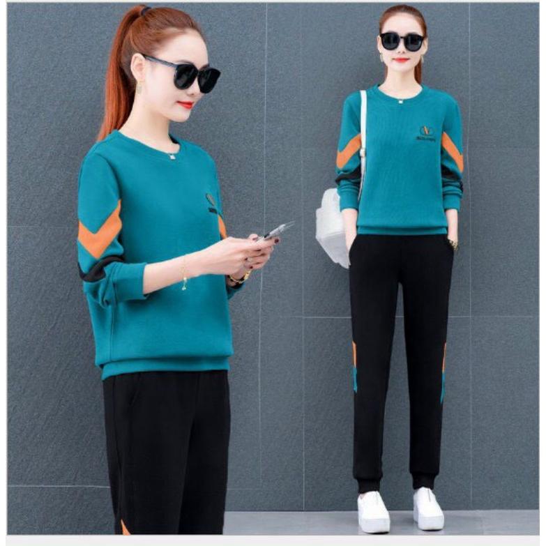 SÉT BỘ THỜI TRANG PHỐI MÀU LOGO THÊU SẮC NÉT