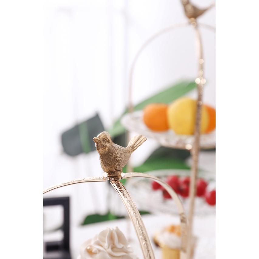 Đĩa quả 2 tầng Chim khuyên tân cổ điển phong cách Bắc Âu Decor-08S