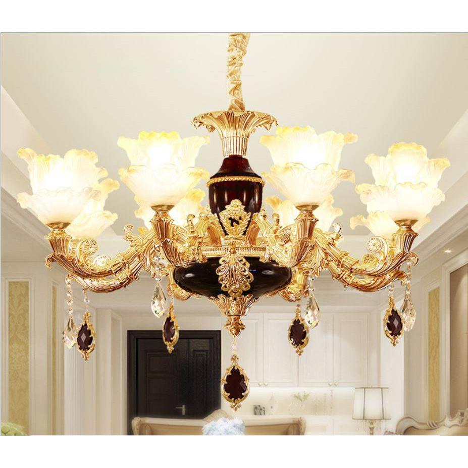 Đèn chùm trang trí nội thất IRELIA phong cách Châu Âu hiện đại loại 6, 8, 15 tay - Tặng kèm bóng LED cao cấp