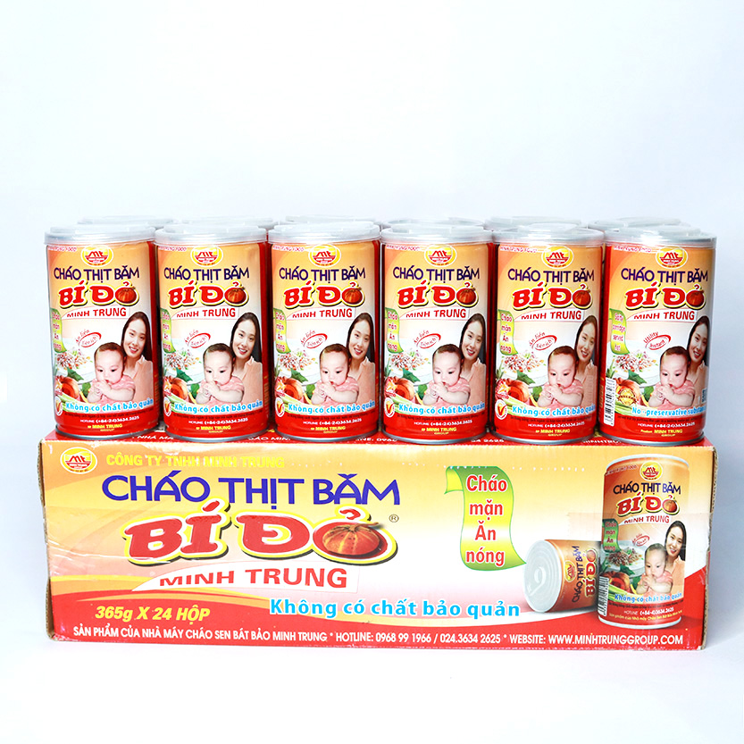 Cháo Thịt Băm Bí Đỏ Minh Trung lốc 3 lon - CTBBD 3