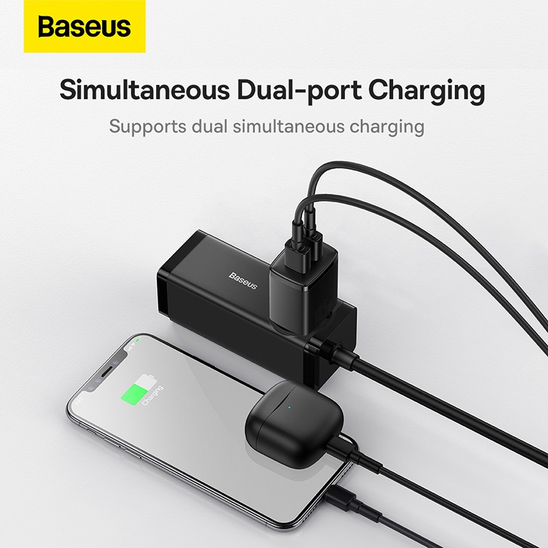 Củ Sạc Nhanh 2 USB Baseus Compact Charger Tốc Độ 10.5W Tương Thích Dòng Điện 100V - 240V - Hàng Chính Hãng