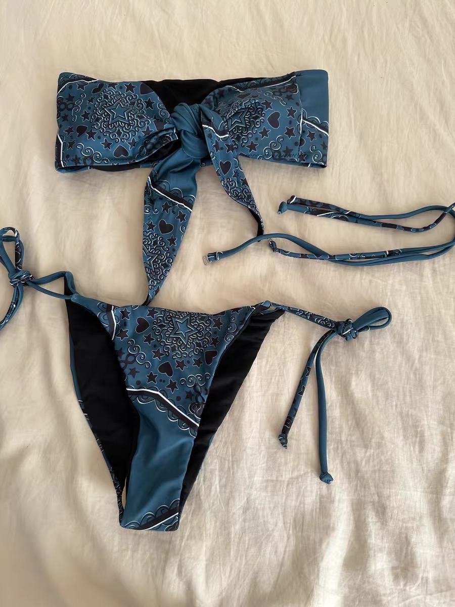 Bikini Quây Cột Dây Họa Tiết Cổ Điển Laili Wear