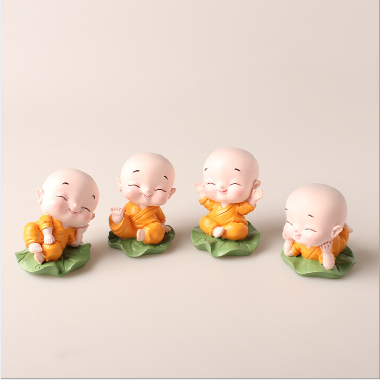 Bộ decor trang trí taplo ô tô Thầy Sư và những Chú Tiểu, phụ kiện xe hơi sáng tạo, hoặc để bàn làm việc