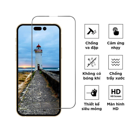 Cường lực cho iPhone 15 Pro Max Anank 2.5D - hàng chính hãng