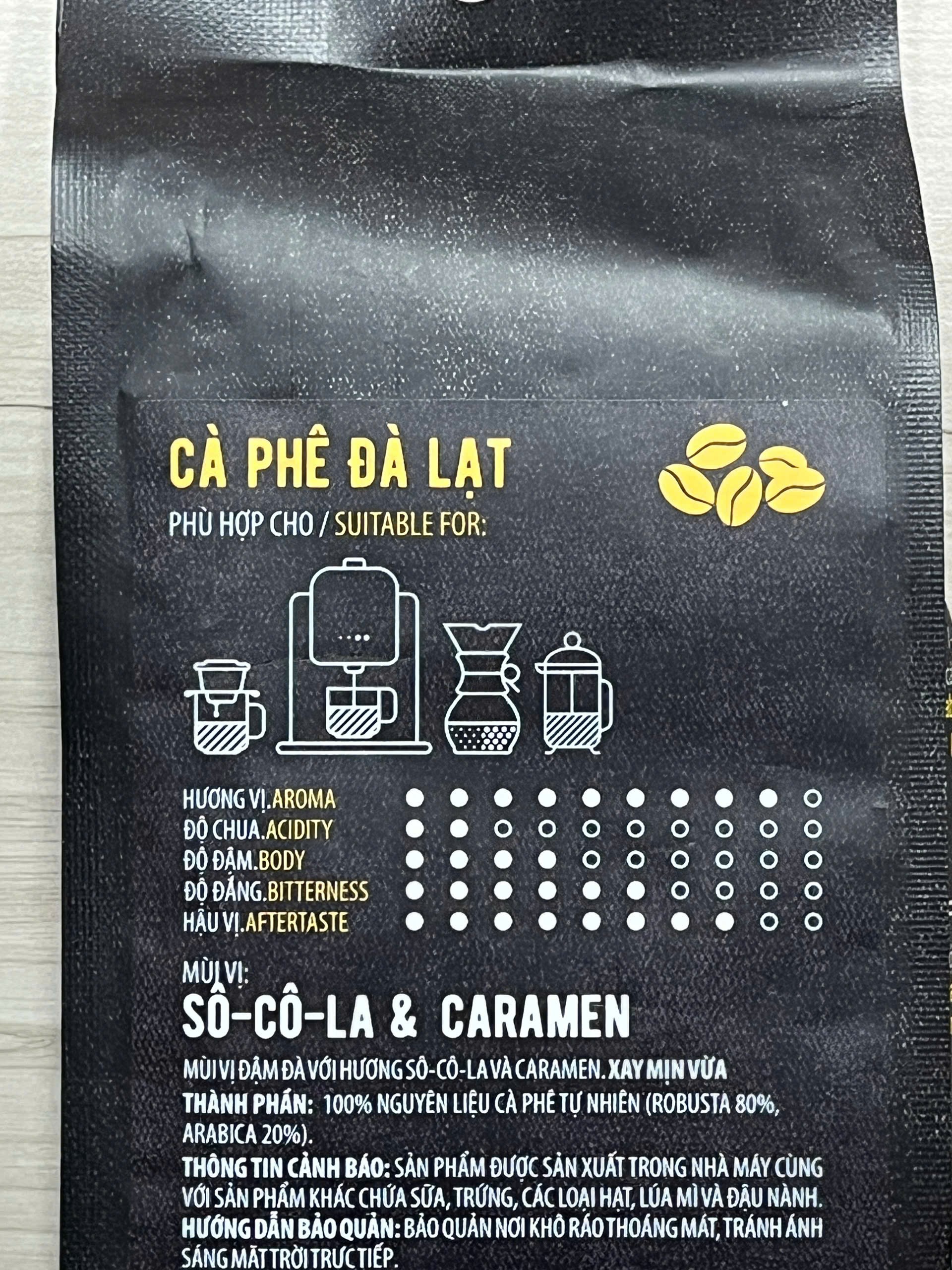 Cà phê hạt rang Đà Lạt Mr Viet 250g - Da Lat Dark Roasted Coffee Beans 250g