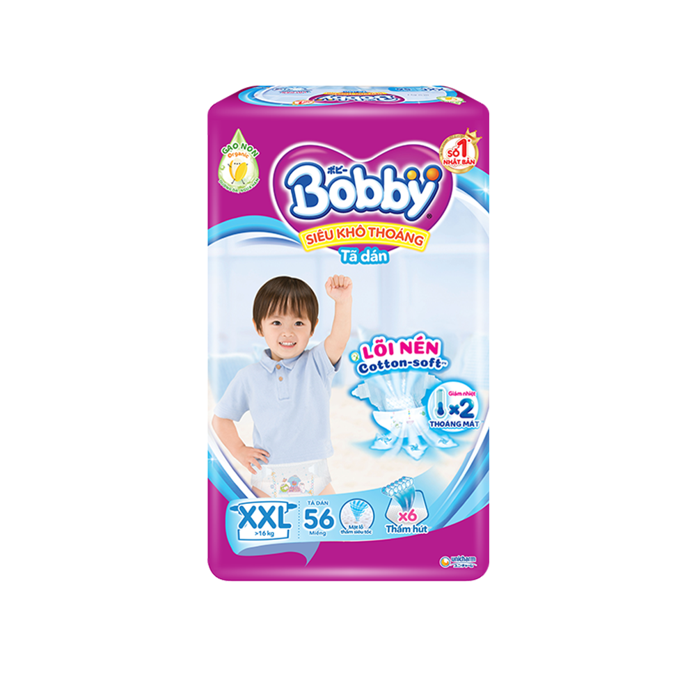 Combo 2 Tã dán Bobby Siêu thoáng đủ size M76/L68/XL62/XXL56