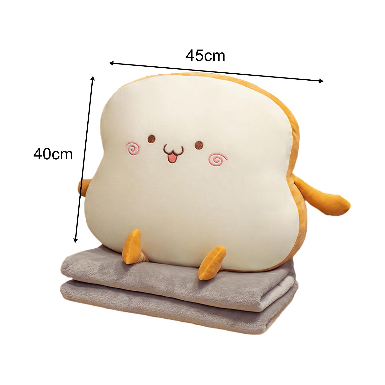 Bread Plush Pillow Stuffed Plush Toast Bed Pillow Adorable Soft Cushion Chair Pillow with Blanket for Office Bedroom Home Birthday Gifts