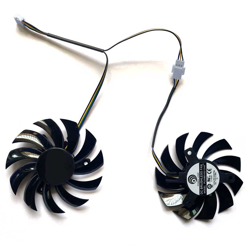 2pcs 75MM 4PIN PLD08010S12HH 0.35A GPU Cooler Fan For MSI GTX 460/480/560/570/580/R5850/6790/6850/6870/6950 Twin Frozr Vision R9 270X