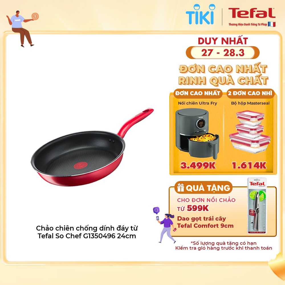 Chảo chiên chống dính đáy từ Tefal So Chef 24cm, dùng cho mọi loại bếp- Hàng chính hãng