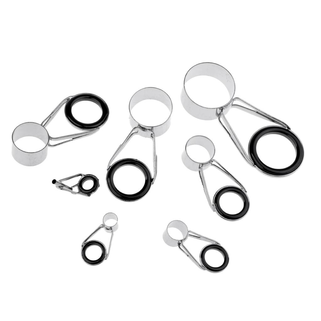 7Pcs/set Ceramic Ring Eyes Fishing Rod Tip Guides Free Stainless Steel Frame