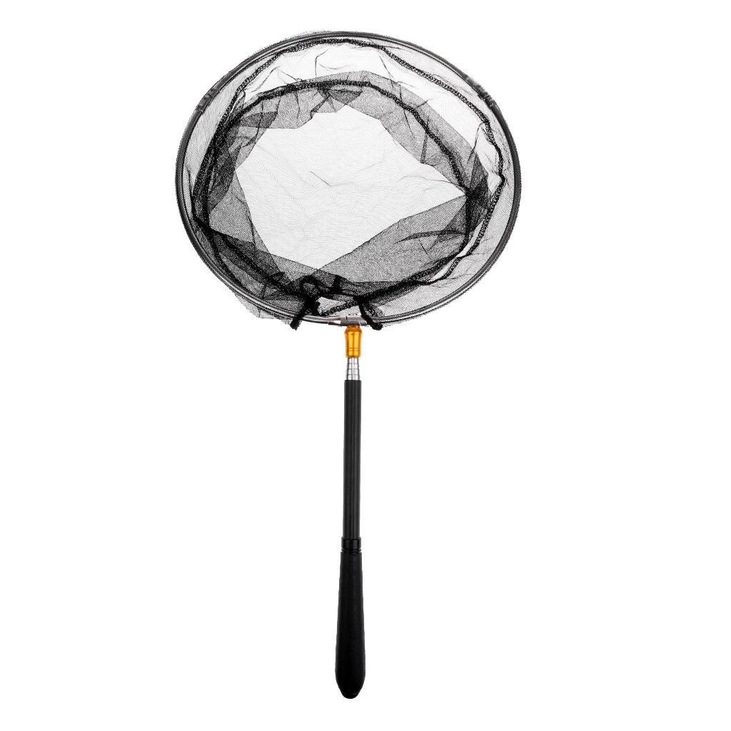 Folding Fishing Landing Net Retractable Telescoping Pole Net 1.7m Black