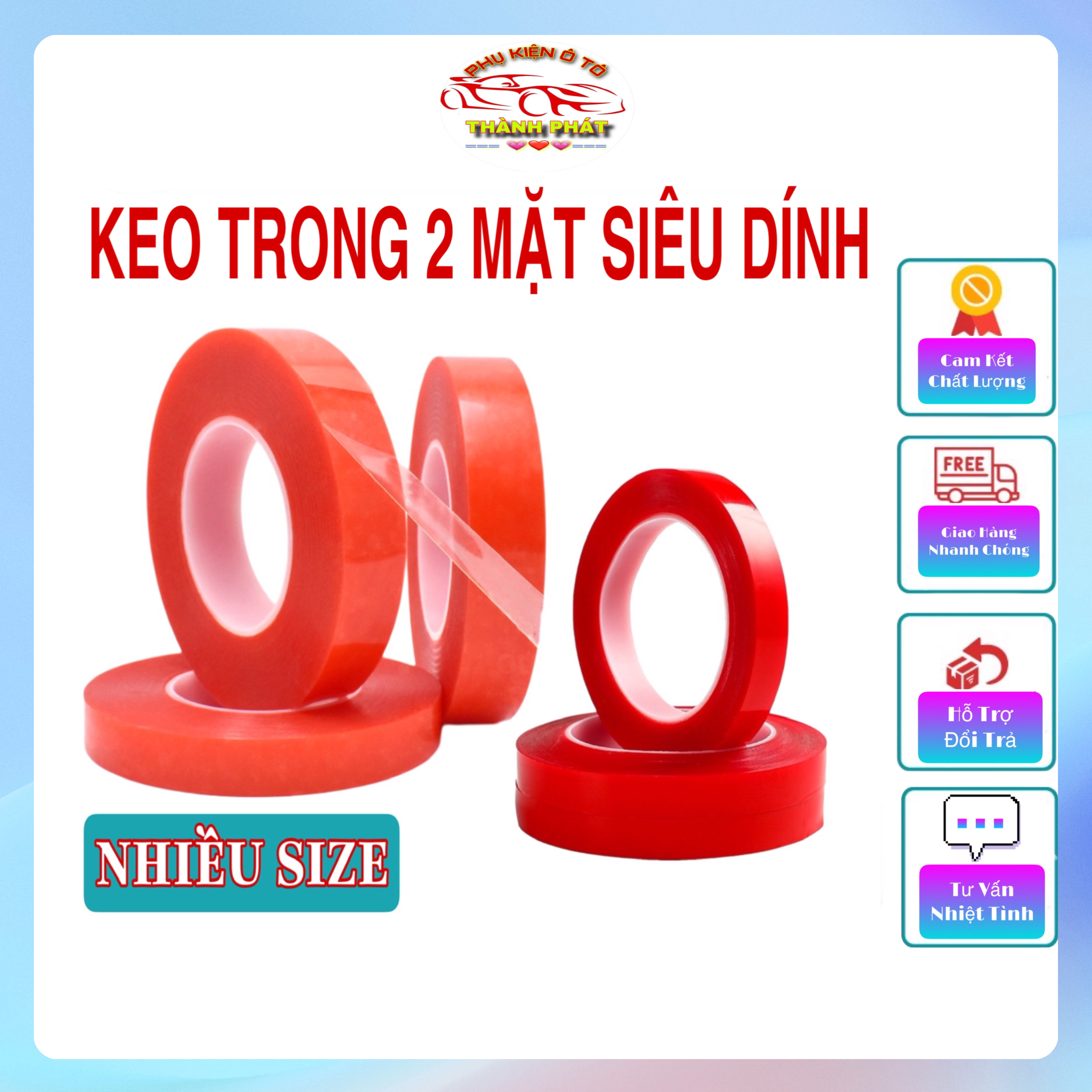 Băng keo dán 2 mặt nano trong suốt siêu dính - Băng dính chống nước chuyên dụng ô tô siêu chắc
