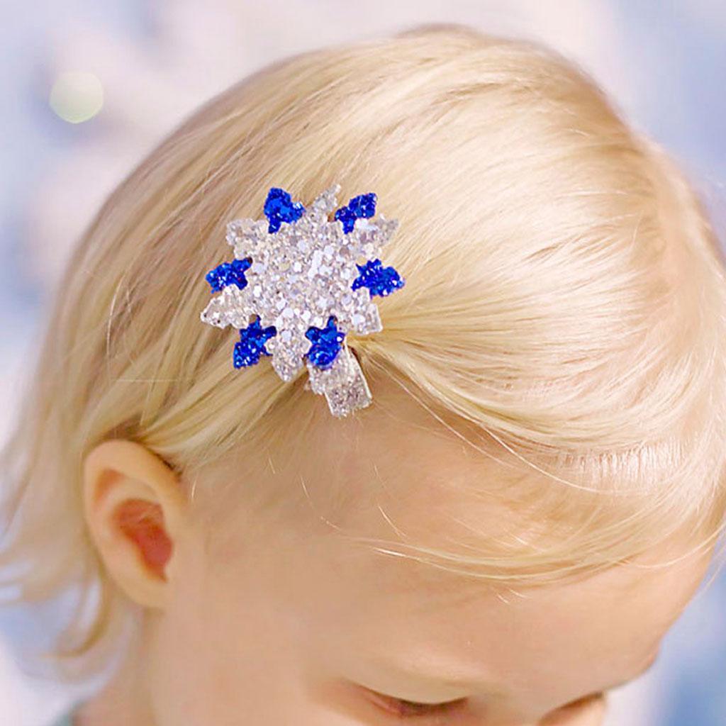 2-8pack 1Pc Sequins Snowflake Hair Clip Barrettes Hairpin Kids Girls Silver Blue