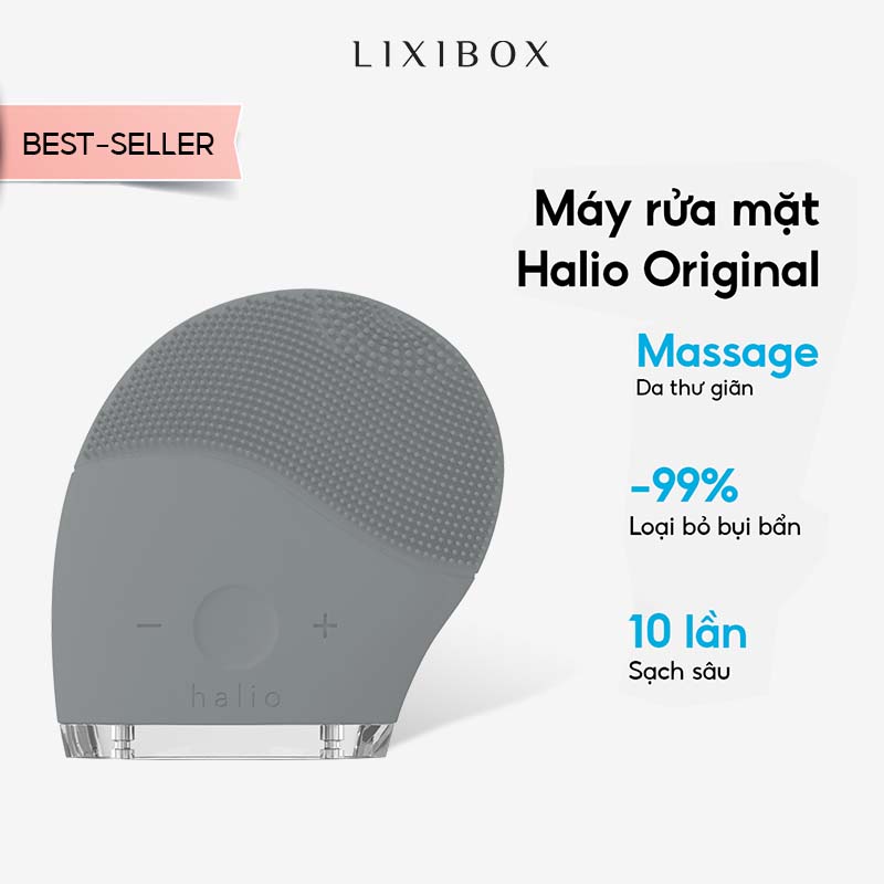 Máy Rửa Mặt Halio Facial Cleansing & Massaging Device Sóng Âm Dành Cho Mọi Loại Da – Xám