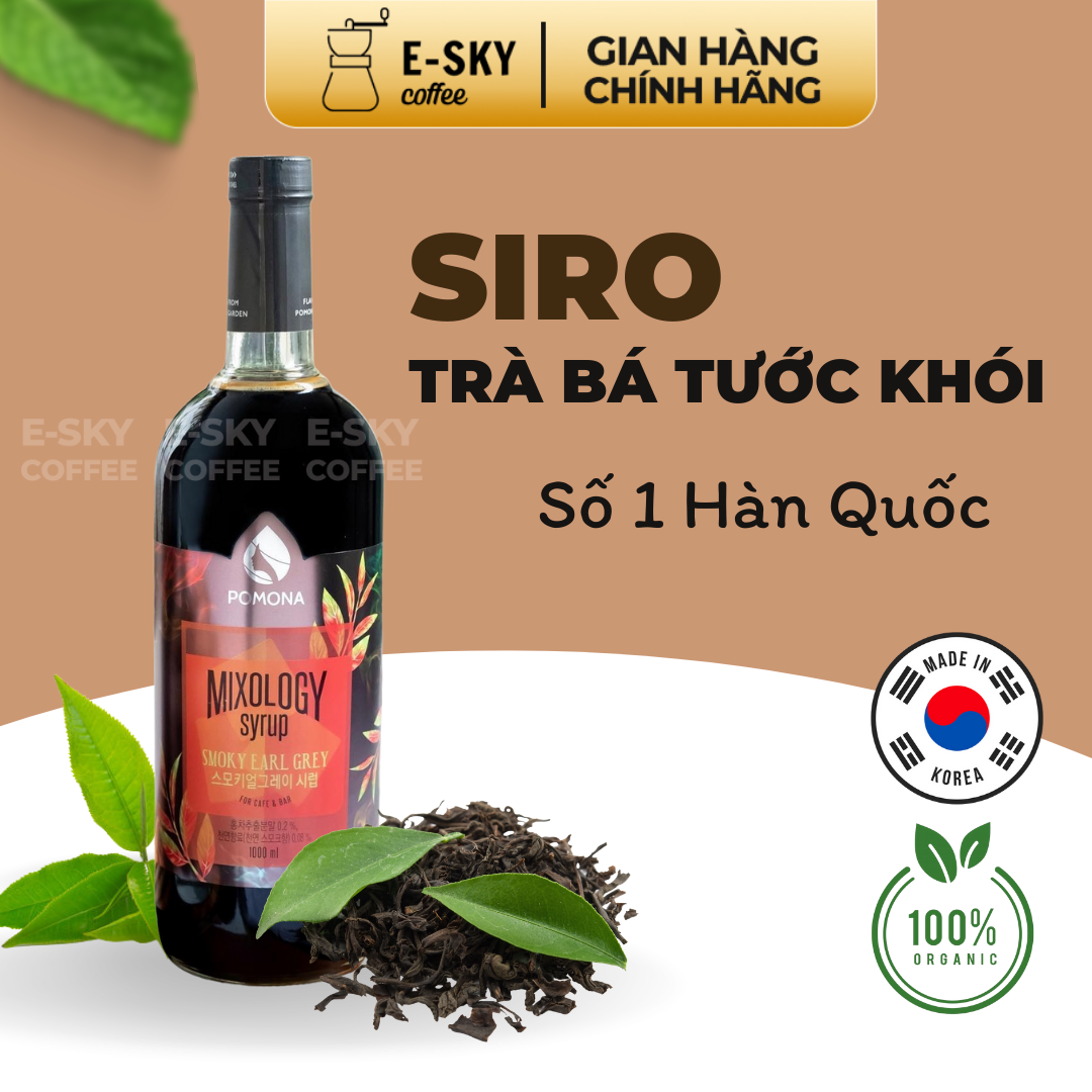 Siro Trà Bá Tước Khói Pomona Smoky Earl Grey Syrup Nguyên Liệu Pha Chế Hàn Quốc Chai Thủy Tinh 1 Lít