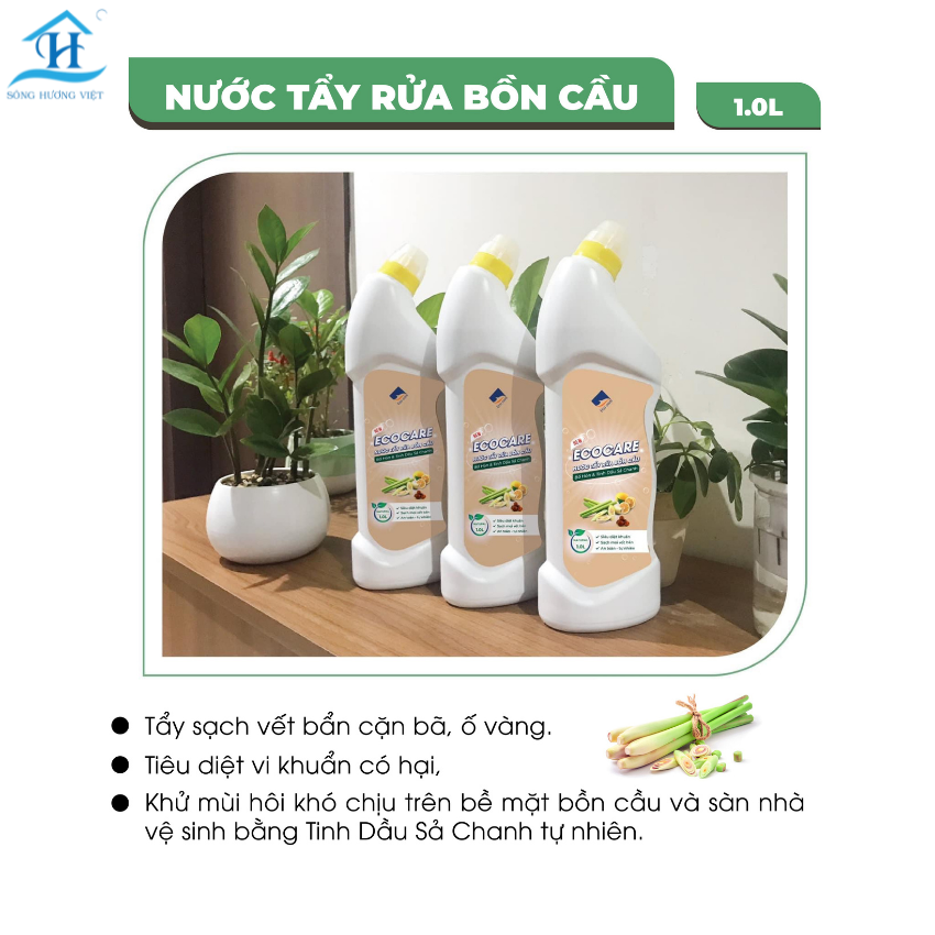 Nước tẩy rửa bồn cầu ECOCARE, chiết xuất thiên nhiên khử mùi diệt khuẩn tốt bảo vệ sức khỏe gia đình - Hàng chính hãng