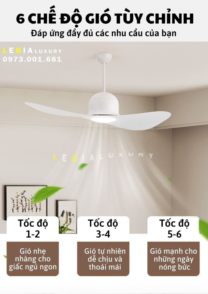 Quạt trần đèn trang trí hiện đại Lê Gia LGFAN744 | Quạt trần thiết kế phong cách sang trọng | Quạt trần chung cư giá rẻ {Hàng Chính Hãng}