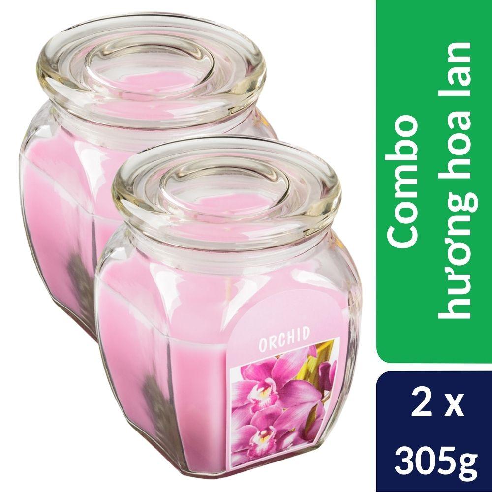 Combo 2 hũ nến thơm Bolsius nhập khẩu Châu Âu Orchid 305g - hương hoa lan