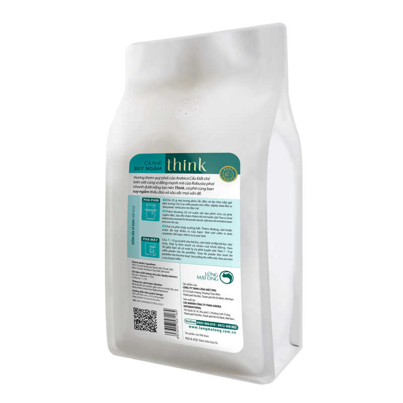 Cà phê phin nguyên chất rang xay mộc sạch BANDON THINK 450g đắng dịu, thơm ngát - Cà phê đặc sản
