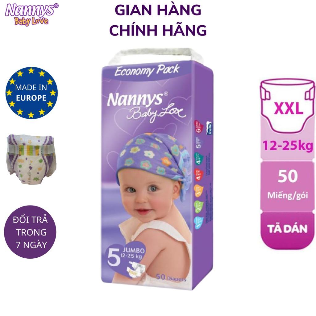 Tã/ bỉm DÁN Nannys Jumbo XXL 50 miếng (Cho bé 12-25kg)