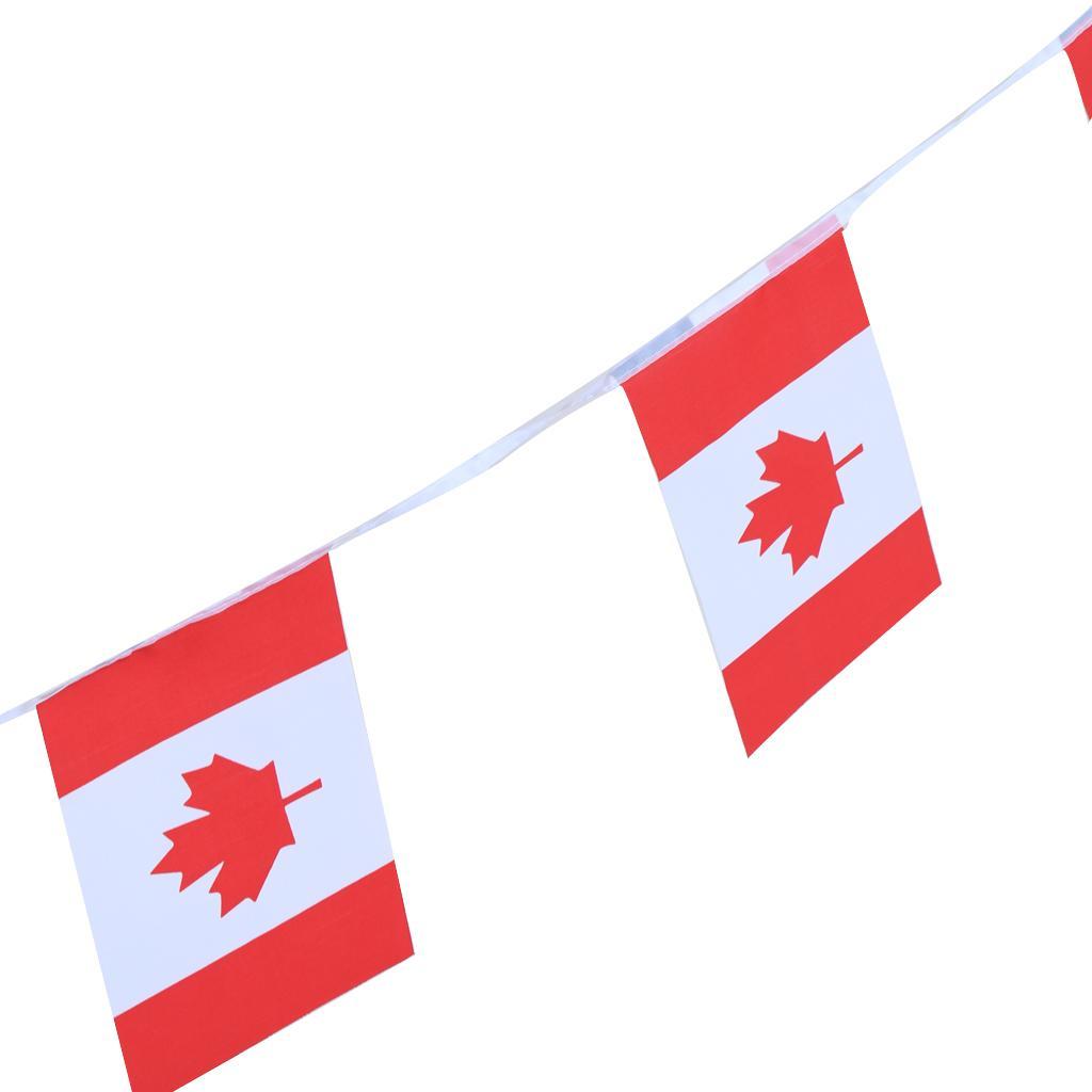 4X 30Pcs 10m Canadian Flag String Bunting Banner Garland Outdoor Garden Decor