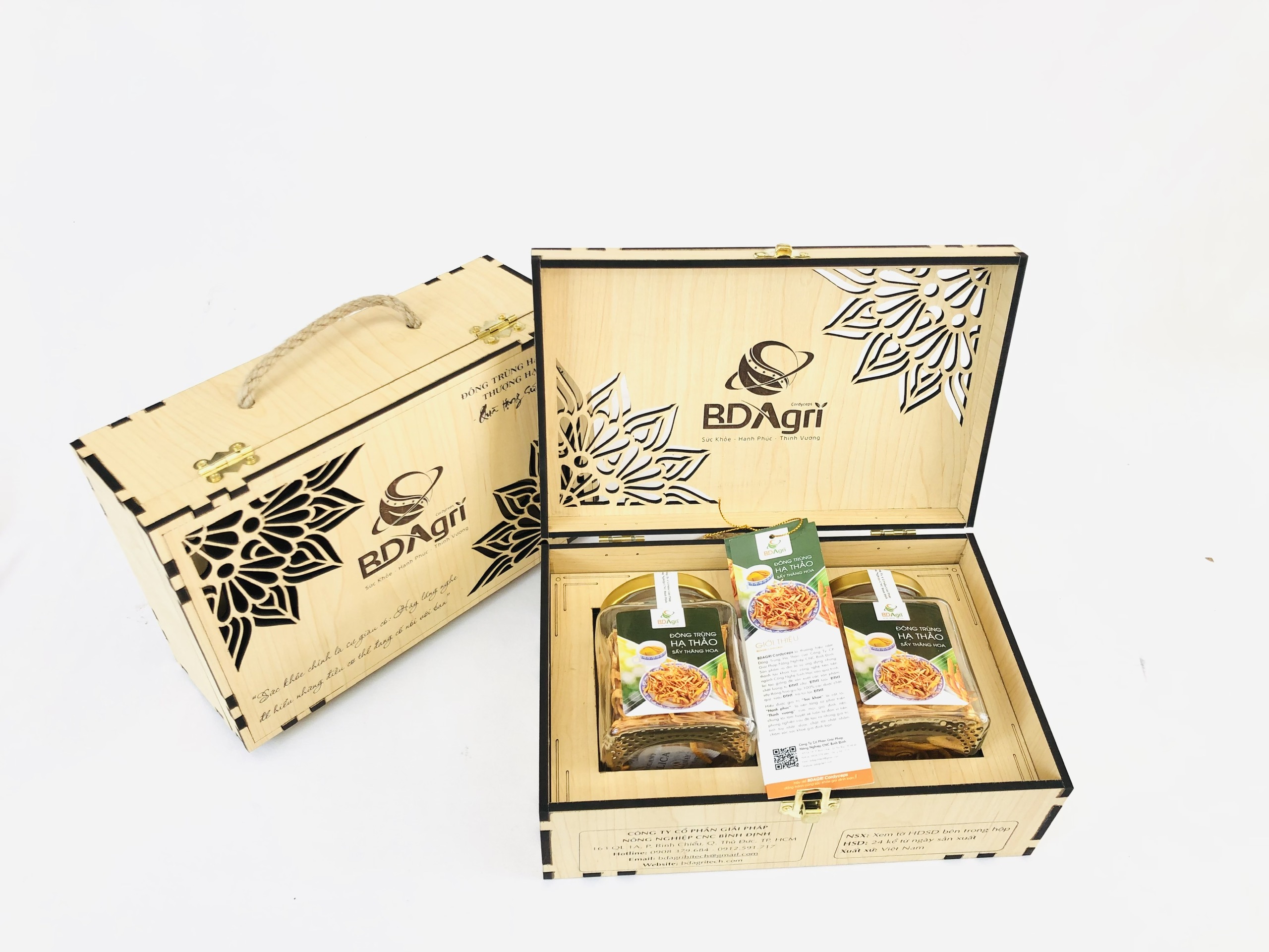 [HỘP QUÀ TẶNG GỖ CAO CẤP] ĐÔNG TRÙNG HẠ THẢO BDAGRI SẤY THĂNG HOA LOẠI 2 HỘP ĐÔNG TRÙNG THƯỢNG HẠNG