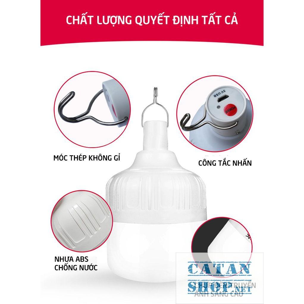 Bóng đèn LED sạc tích điện, đèn led sạc pin ánh sáng trắng, có móc treo kèm theo, chống thấm nước, công suất 20W HL146