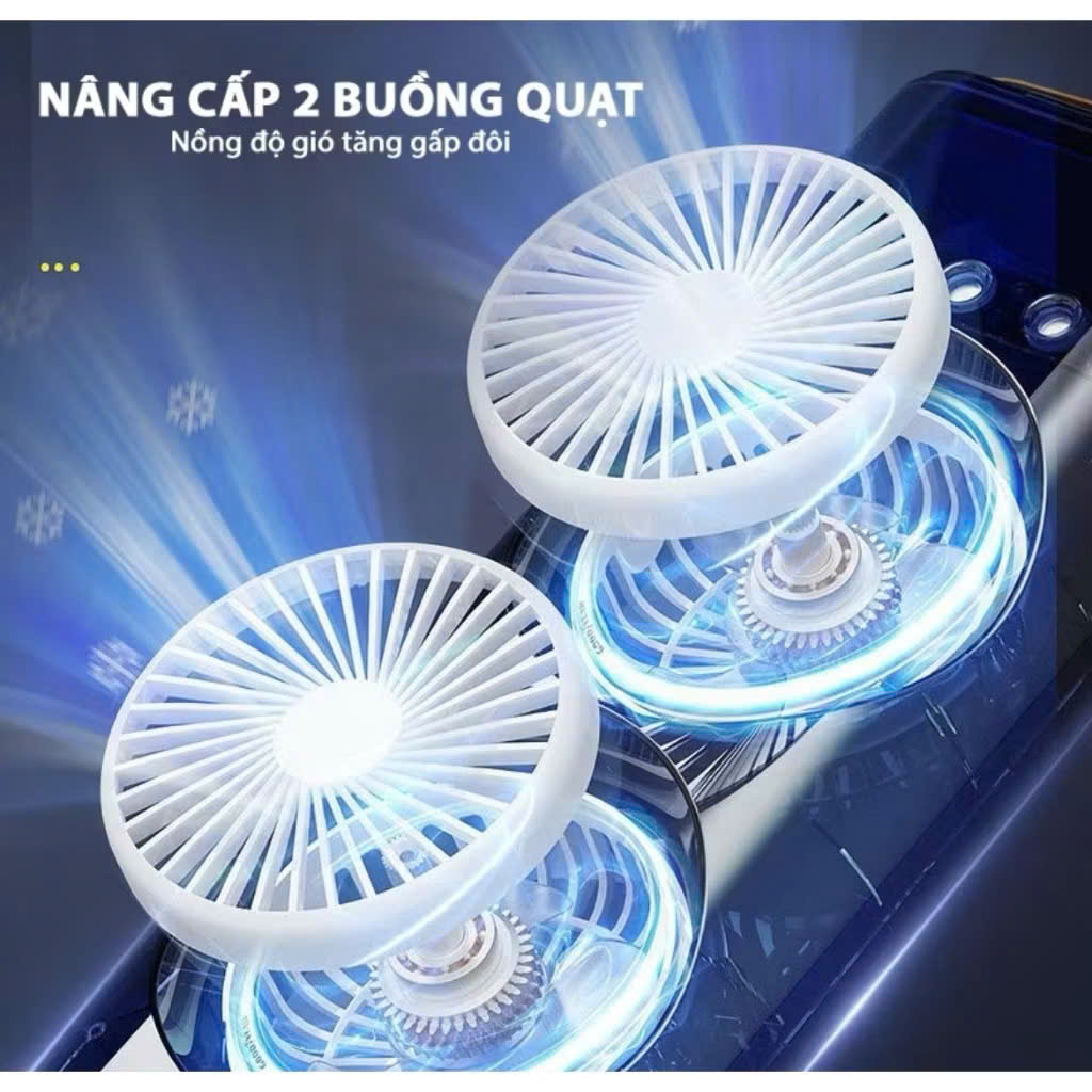 Quạt Điều Hoà 2 Cánh Gió Tạo Độ Ẩm, Phun Sương Làm Mát, Tích Điện 4000mAh, Đèn Ngủ Đa Sắc - HÀNG CHÍNH HÃNG MINIIN