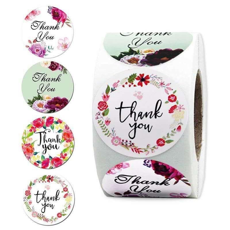 Cuộn 500 tem Sticker Thank you in Màu Tự Dính - Tem cảm ơn