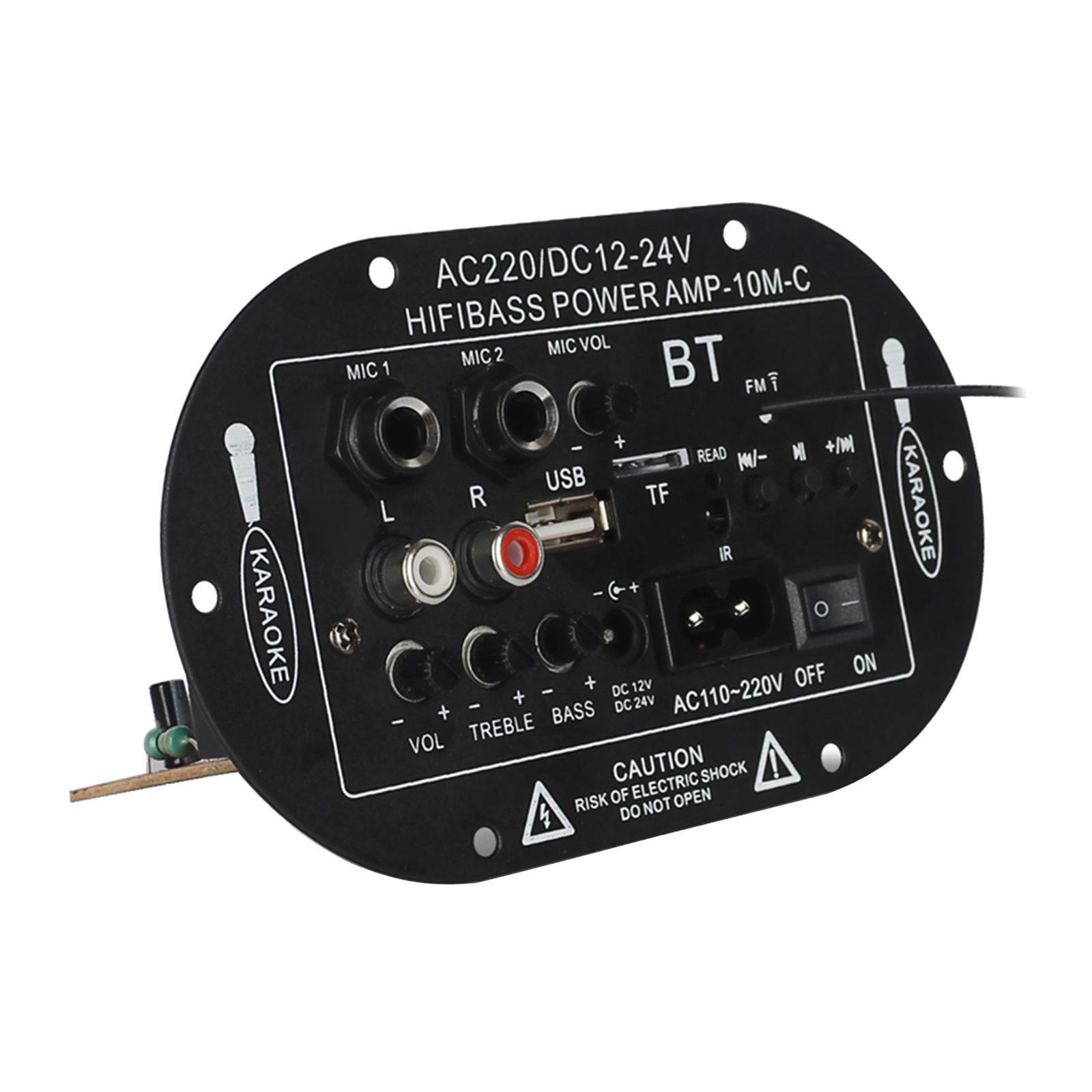 2MIC 8" / 10" Speaker Bluetooth Amplifier Board USB FM Radio TF Subwoofer