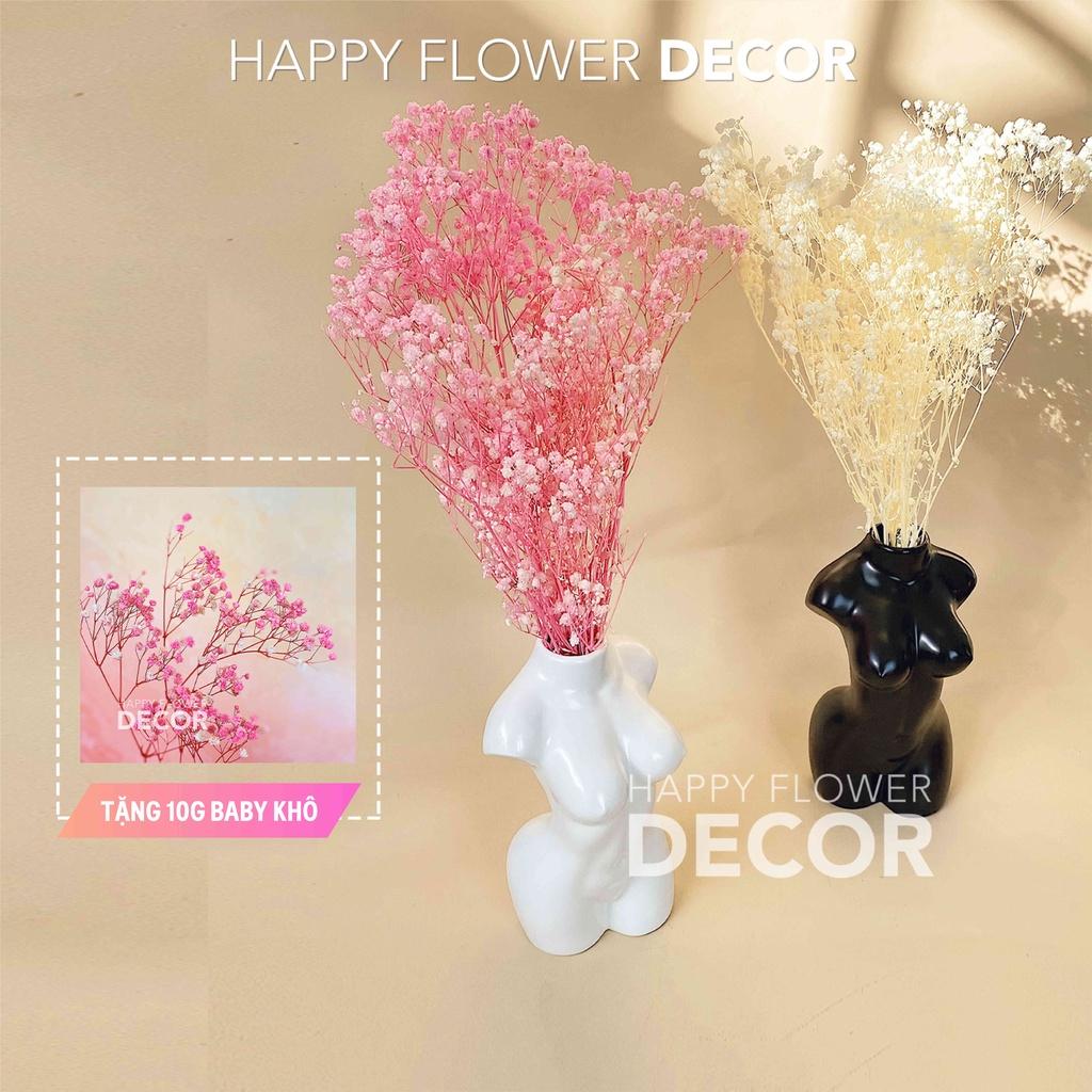 Bình hoa hình tượng gốm bắc âu cao cấp Happy Flower, trang trí nhà cửa, phòng ngủ, BGT02