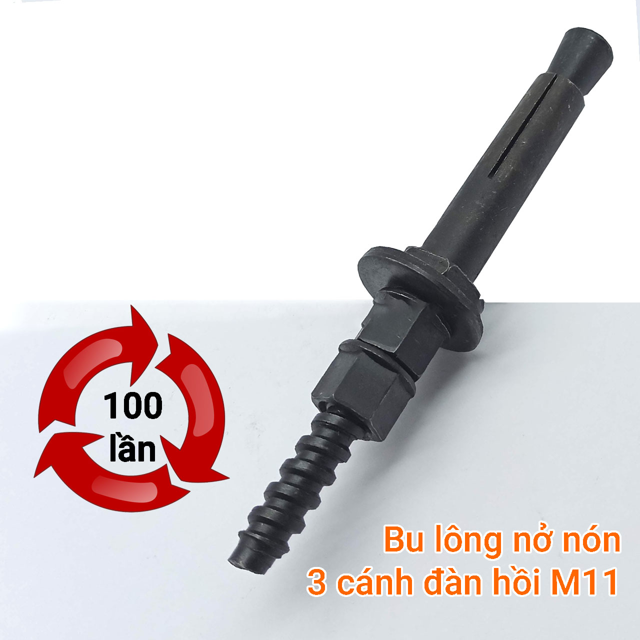 Bu lông nở nón 3 cánh đàn hồi M11 tái sử dụng 100 lần