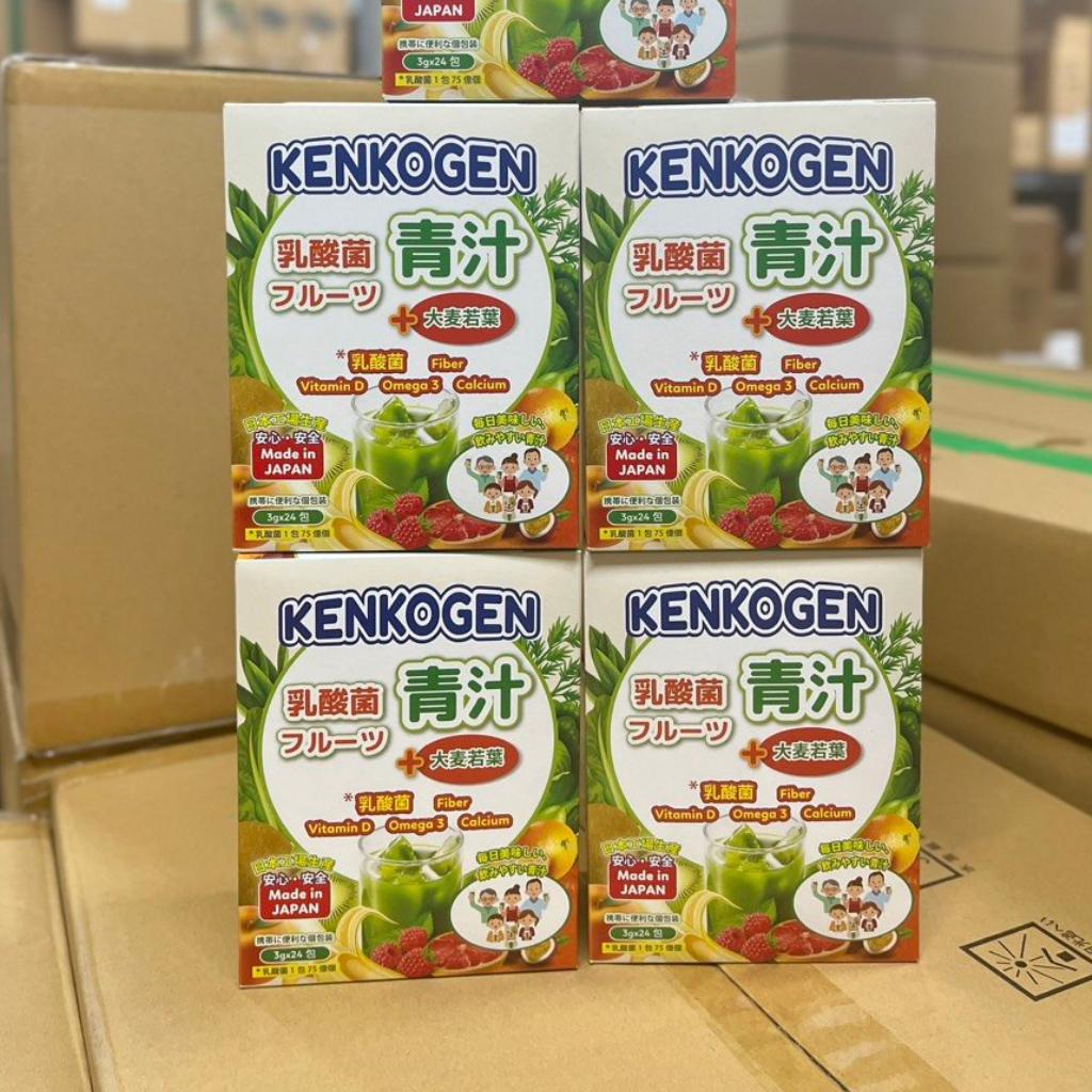Bột mầm lúa mạch non Nhật Bản Kenkogen trái cây bổ sung lợi khuẩn, chất xơ, Omega 3, Canxi D, Vitamin C 72g (3g x 24g)