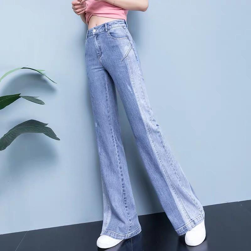 Quần jean baggy suông ống rộng BIG SIZE phom rộng to dài cực đẹp, phối loang màu độc lạ 3338