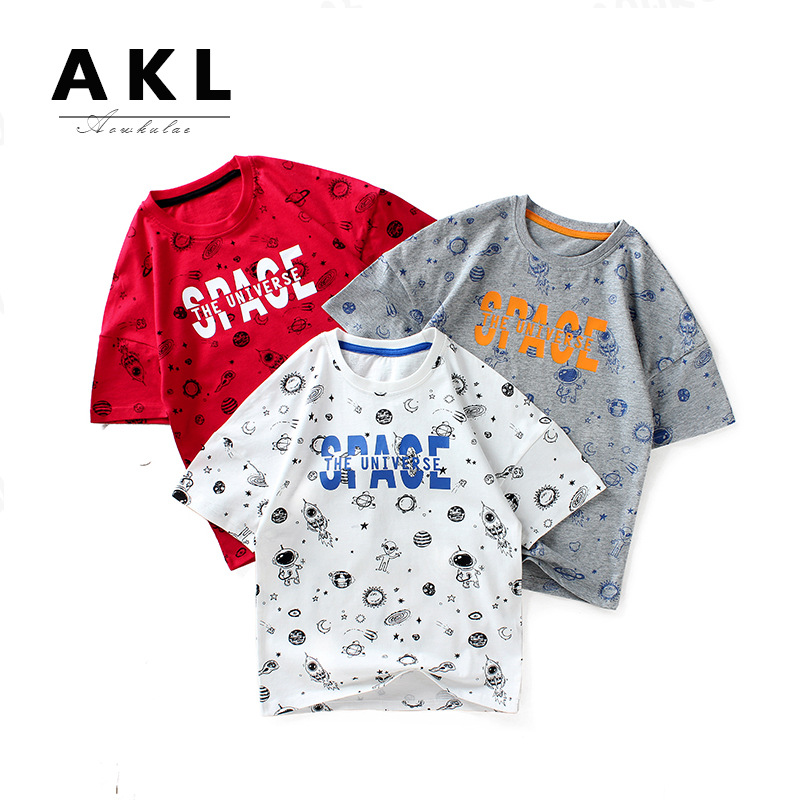Áo thun bé trai Space vũ trụ size đại chất cotton mềm cực đẹp 17-45kg
