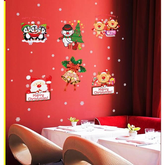 Decal trang trí noel bộ 6 ảnh vui nhộn