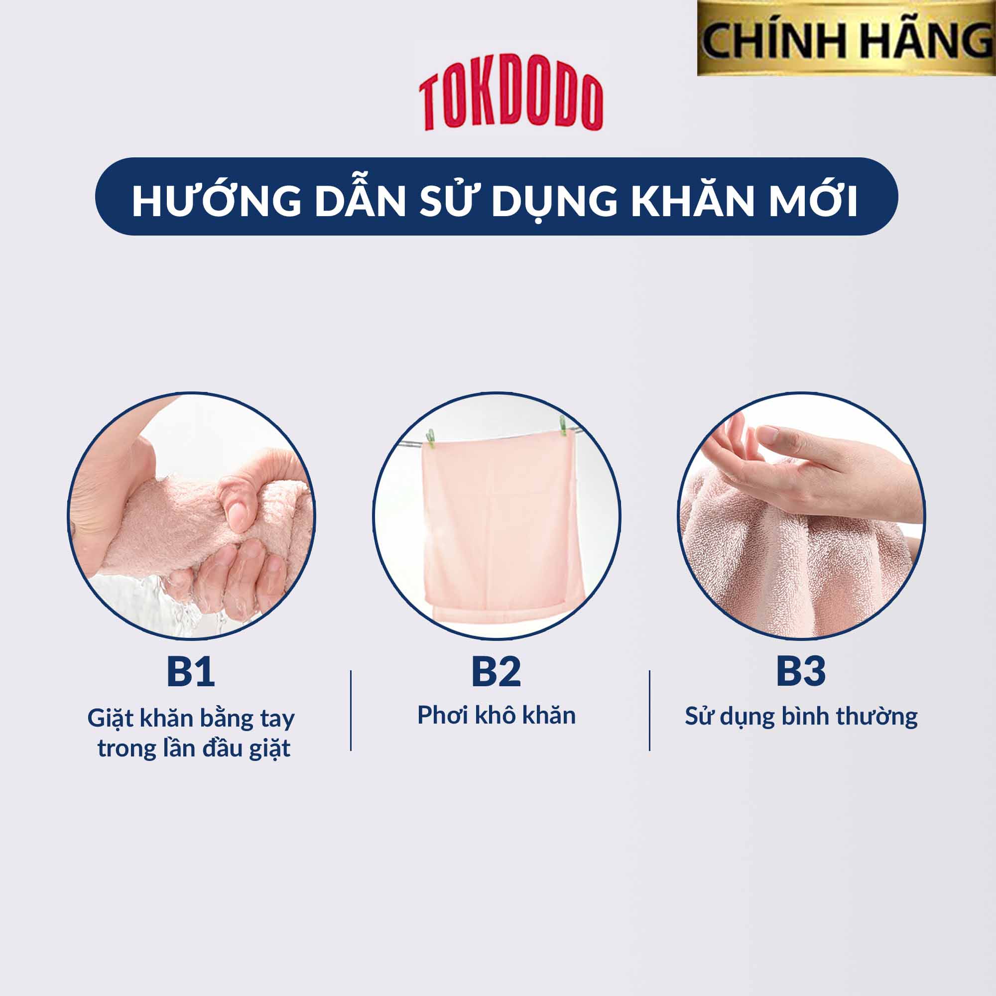 Khăn Tắm Gội Đầu Lau Mặt Siêu Thấm Hút, Mềm Mại, Sợi Bông Cao Cấp Mạng Lại Sự Mềm Mịn Ấm Áp Hàng Chính Hãng TOKDODO