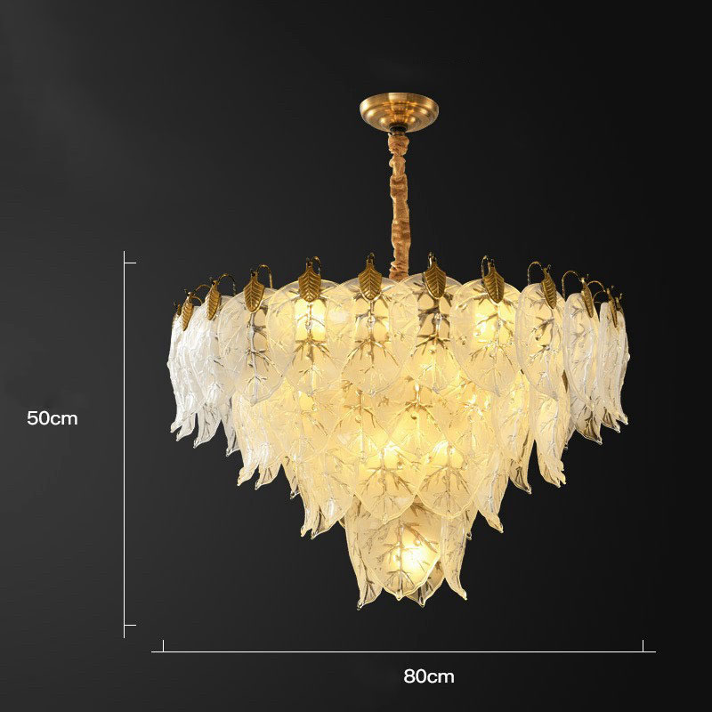 Đèn chùm ARCO pha lê hình chiếc lá hiện đại trang trí nhà cửa cao cấp, sang trọng