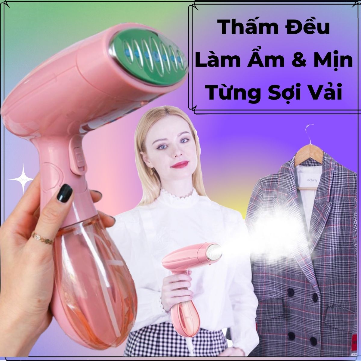 Bàn Là Hơi Nước Cầm Tay Có Thể Gấp Gọn Mang Đi, Công Suất 1500W Giúp Ủi Đồ Siêu Nhanh Với 7 Lỗ Hơi Và Bình Chứa 130ml